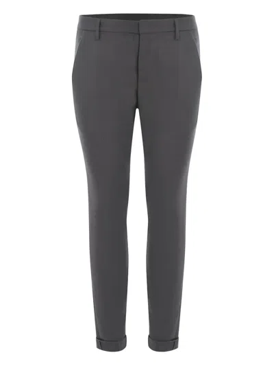 Dondup Slim Fit Cotton Chino Gaubert Trousers In Grey