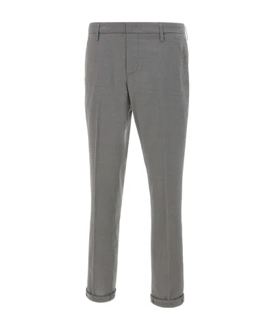 Dondup Turn-up Wool Trousers In Gray