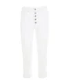 Dondup Cropped Cotton-blend Denim Jeans With Button Detailing In White
