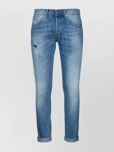 Dondup George Distressed Cuffs Five-pocket Trousers In Blue