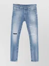 Dondup George Distressed Five-pocket Belted Trousers In Blue