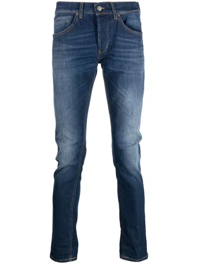 Dondup Blue Cotton Blend Mid-rise Slim-fit Jeans