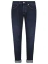Dondup Rolled Cuffs Five-pocket Trousers With Contrast Stitching In Blu Denim