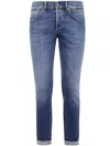 Dondup Organic Stretch Denim Trousers With Rolled Cuffs