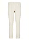 Dondup Straight Trousers With Rolled Cuffs And Pockets In Neutral
