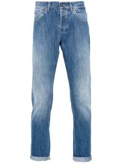 Dondup Skinny Fit Trousers Rolled Cuffs In Blue