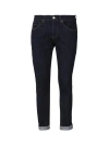 Dondup Rolled Cuffs Five-pocket Trousers With Contrast Stitching In Blue Navy