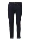 Dondup Rolled Cuffs Five-pocket Trousers With Contrast Stitching In Dark Blue