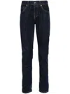 Dondup Rolled Cuffs Five-pocket Trousers With Contrast Stitching In Blue