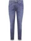 Dondup Flat Front Trousers With Diagonal Pockets In Blue