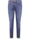 Dondup Flat Front Trousers With Diagonal Pockets In Blue
