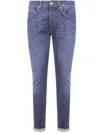 Dondup Flat Front Trousers With Diagonal Pockets In Blue