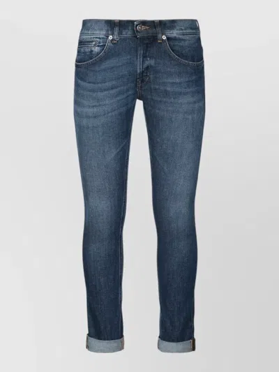 Dondup George Trousers Five Pocket Belt Loops In Blue