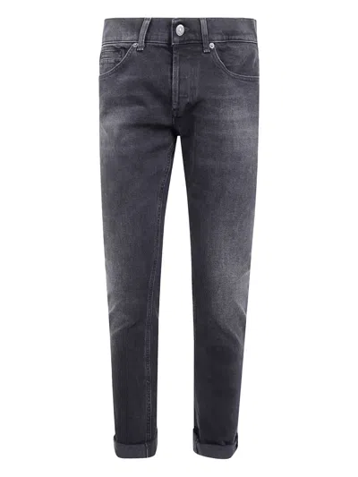 Dondup George Skinny Fit Trousers With Rolled Cuffs In Black