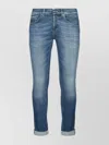 Dondup Slim Fit Tailored Trousers With Flat Front And Side Pockets In Blue