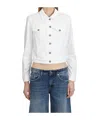 Dondup White Denim Cropped Jacket In White