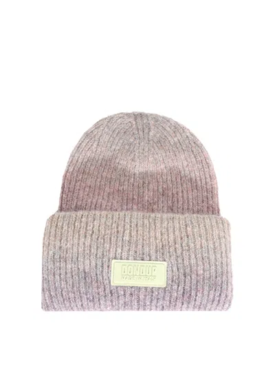 Dondup Beanie Hat With Applied Logo In Pink