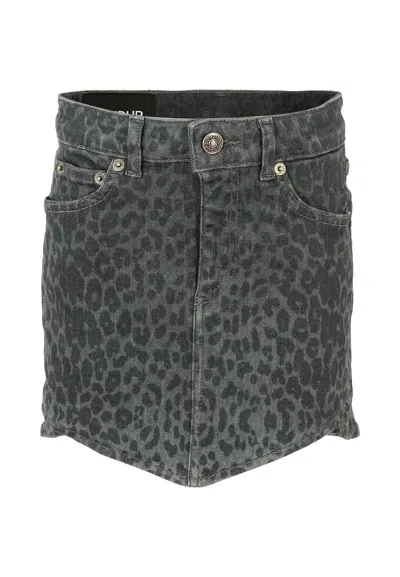 Dondup Kids' Gray Skirt For Girl With Spotted Print In Blue