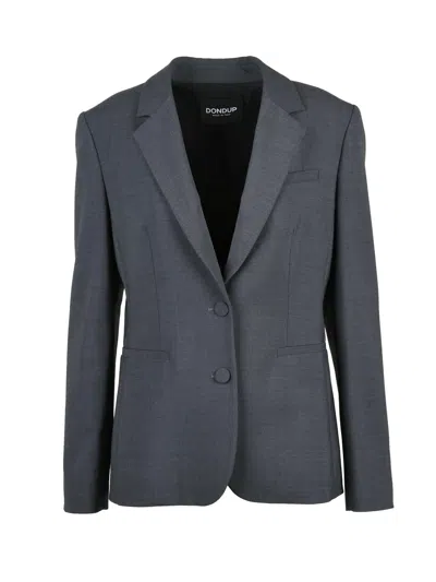 Dondup Grey Virgin Wool-blend Tailored Blazer