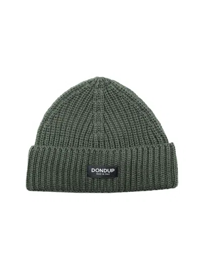 Dondup Knitted Beanie In Verde Scuro