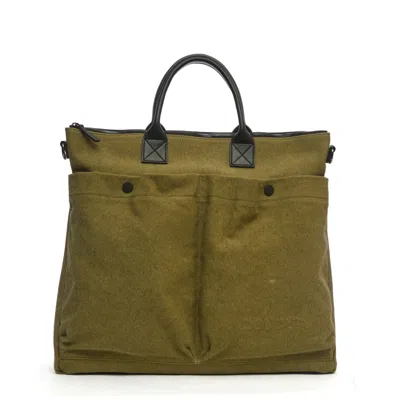 Dondup Hay-colored Aviator Bag With Leather Accents In Green