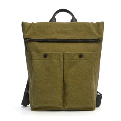 Dondup Hay Textured Finish Backpack With Fold-over Flap In Green