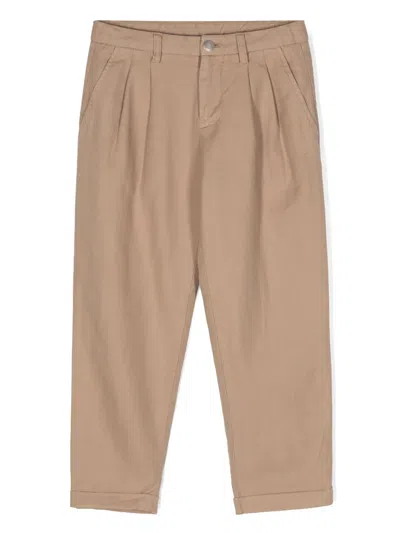 Dondup Kids' Herringbone Pleated Trousers In Neutrals