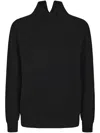 Dondup High Collar Sweater With Split Design And Textured Ribbing In Black