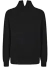 Dondup High Collar Sweater With Split Design And Textured Ribbing In Black