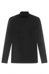 Dondup High Neck Black Sweater In Premium Modal-cashmere Blend In Black