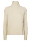 Dondup High Neck Relaxed Fit Sweater With Ribbed Detailing In Neutral