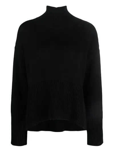 Dondup High-neck Ribbed Sweater In Black