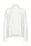 Dondup High-neck White Wool Sweater With Ribbed Detailing In White