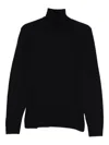Dondup High Ribbed Turtleneck Black Wool Sweater In Black