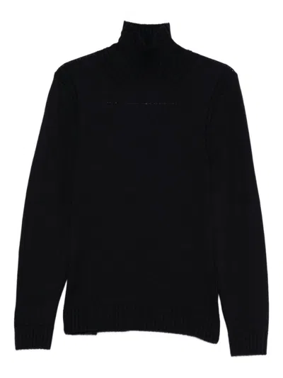 DONDUP HIGH RIBBED TURTLENECK BLACK WOOL SWEATER