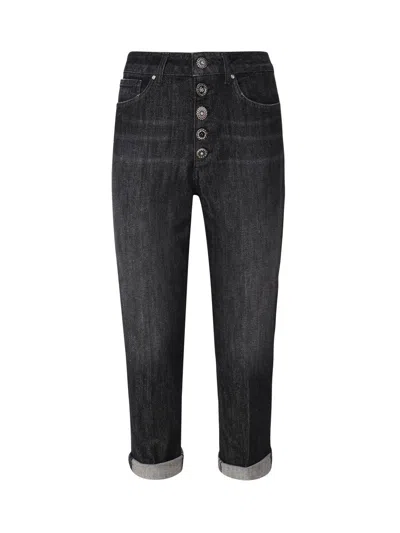 Dondup High-rise Turn-up Hem Jeans In Nero