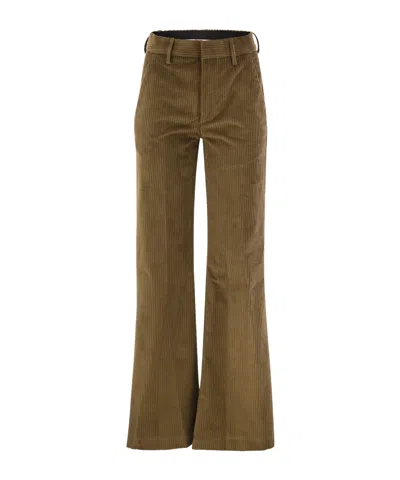 Dondup High Waist Corduroy Trousers In Brown