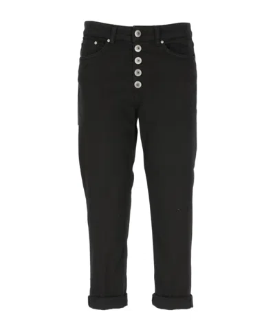 Dondup High-waist Cropped Stretched Jeans In Black