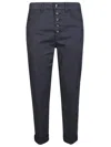 Dondup Lyocel Trousers With Back Pockets And Belt Loops In Blue