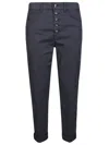 Dondup Lyocel Trousers With Back Pockets And Belt Loops In Blue