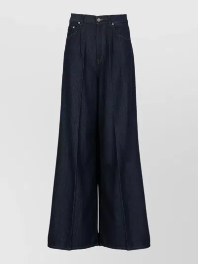 Dondup High Waist Wide Leg Denim Trousers In Blue