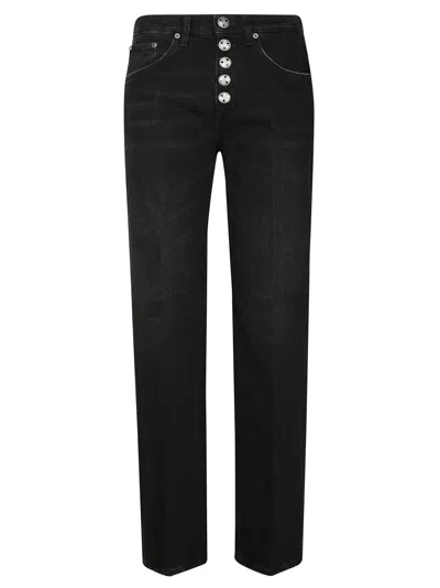 DONDUP DONDUP HIGH-WAISTED BLACK JEANS WITH DECORATIVE BUTTON FLY