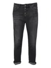 Dondup High-waisted Black Jeans With Rolled Cuffs In Black