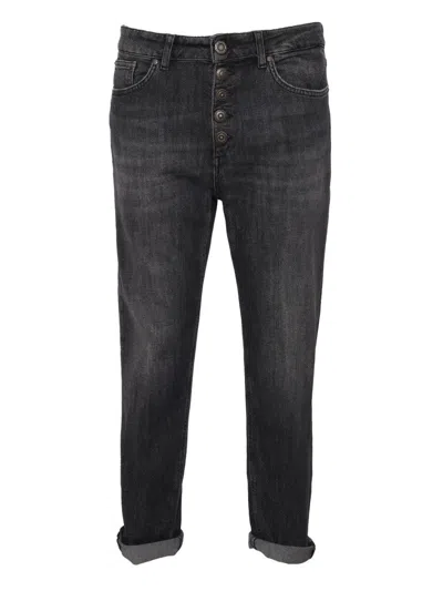 DONDUP HIGH-WAISTED BLACK JEANS WITH ROLLED CUFFS
