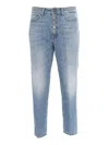 Dondup High-waisted Blue Jeans With Unique Button Fly In Blue