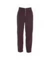 Dondup High-waisted Burgundy Trousers With Distinctive Button Closure In Burgundy