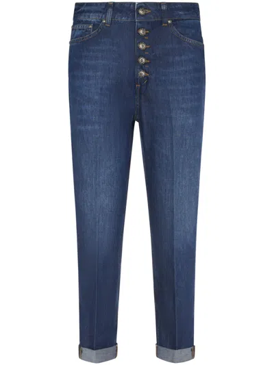 Dondup High-waisted Denim Trousers With Rolled Cuffs In Blue