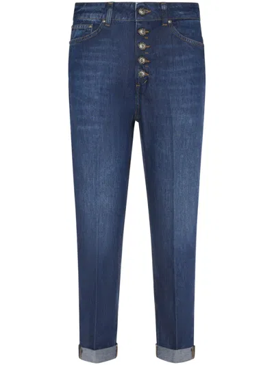 DONDUP HIGH-WAISTED DENIM TROUSERS WITH ROLLED CUFFS