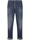Dondup High-waisted Denim Trousers With Vintage Finish In Blue