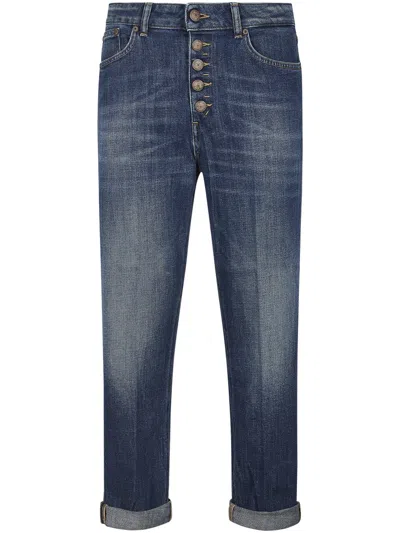 DONDUP DONDUP HIGH-WAISTED DENIM TROUSERS WITH VINTAGE FINISH